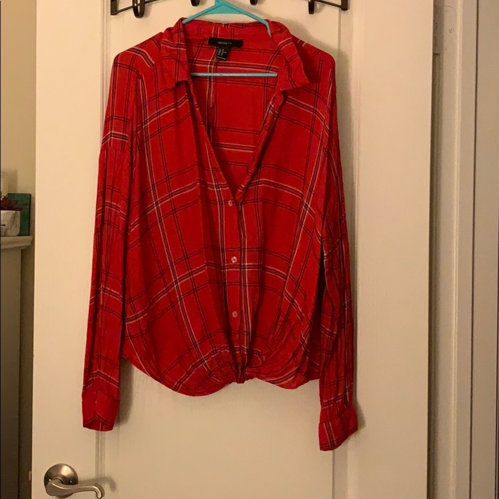 Dark Coral Plus Size Flannel